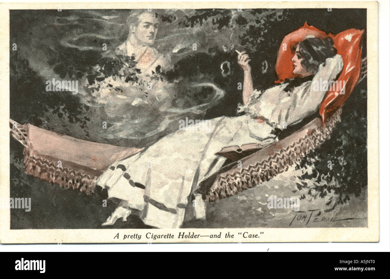 Nur Tabakrauch - eine hübsche Zigarettenspitze- und der "Fall" ca. 1920 Stockfoto