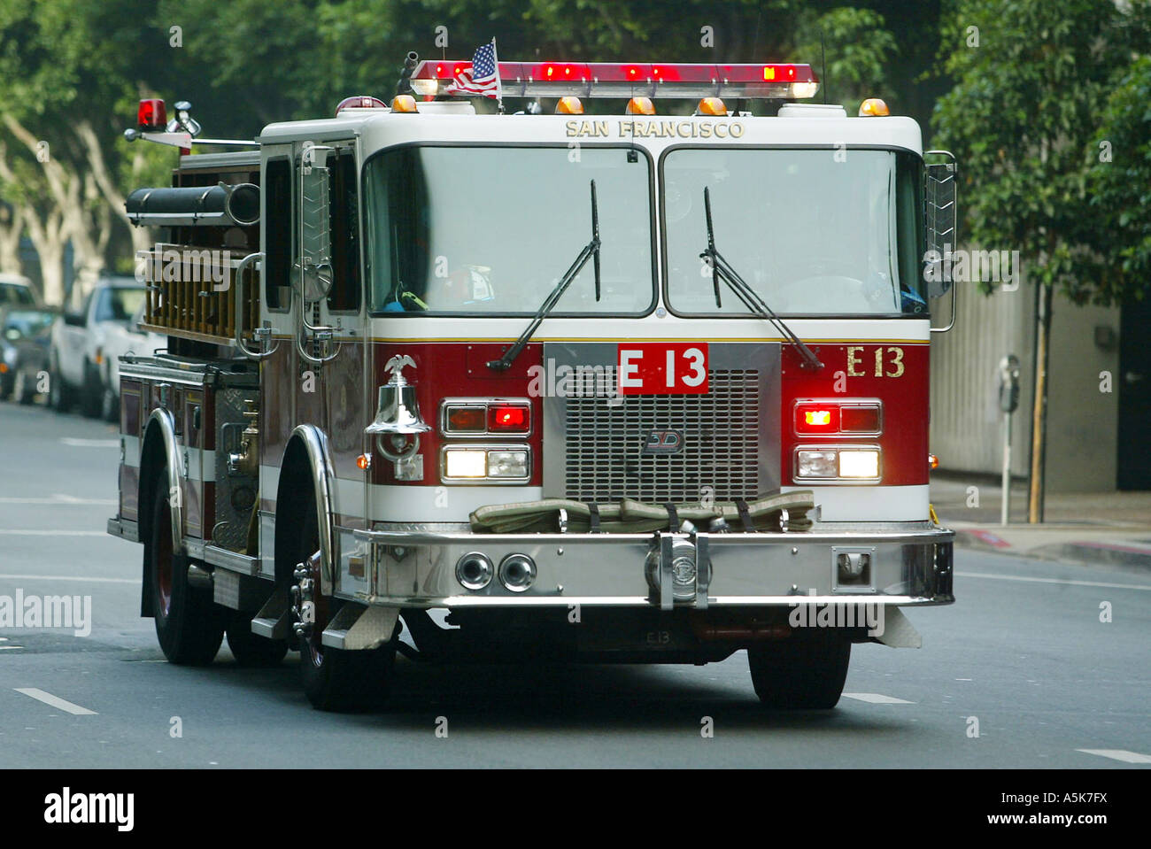 Ein Löschfahrzeug der Feuerwehr von San Francisco, Kalifornien, USA Stockfoto