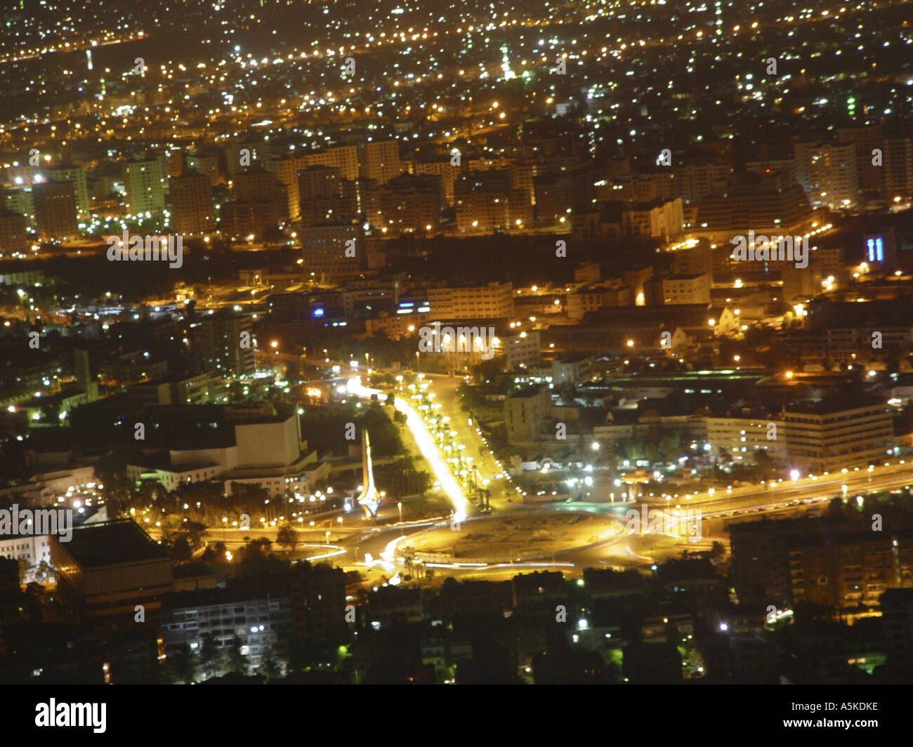 Blick vom Qasyun über Damaskus, Damaskus in der Nacht Stockfoto