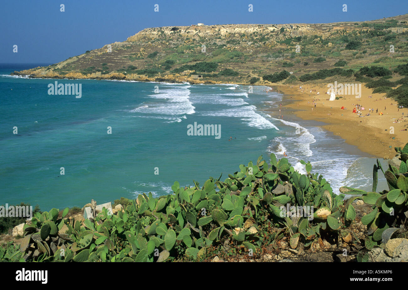 Strand von Ramla Bay, Insel Gozo, Malta Stockfoto