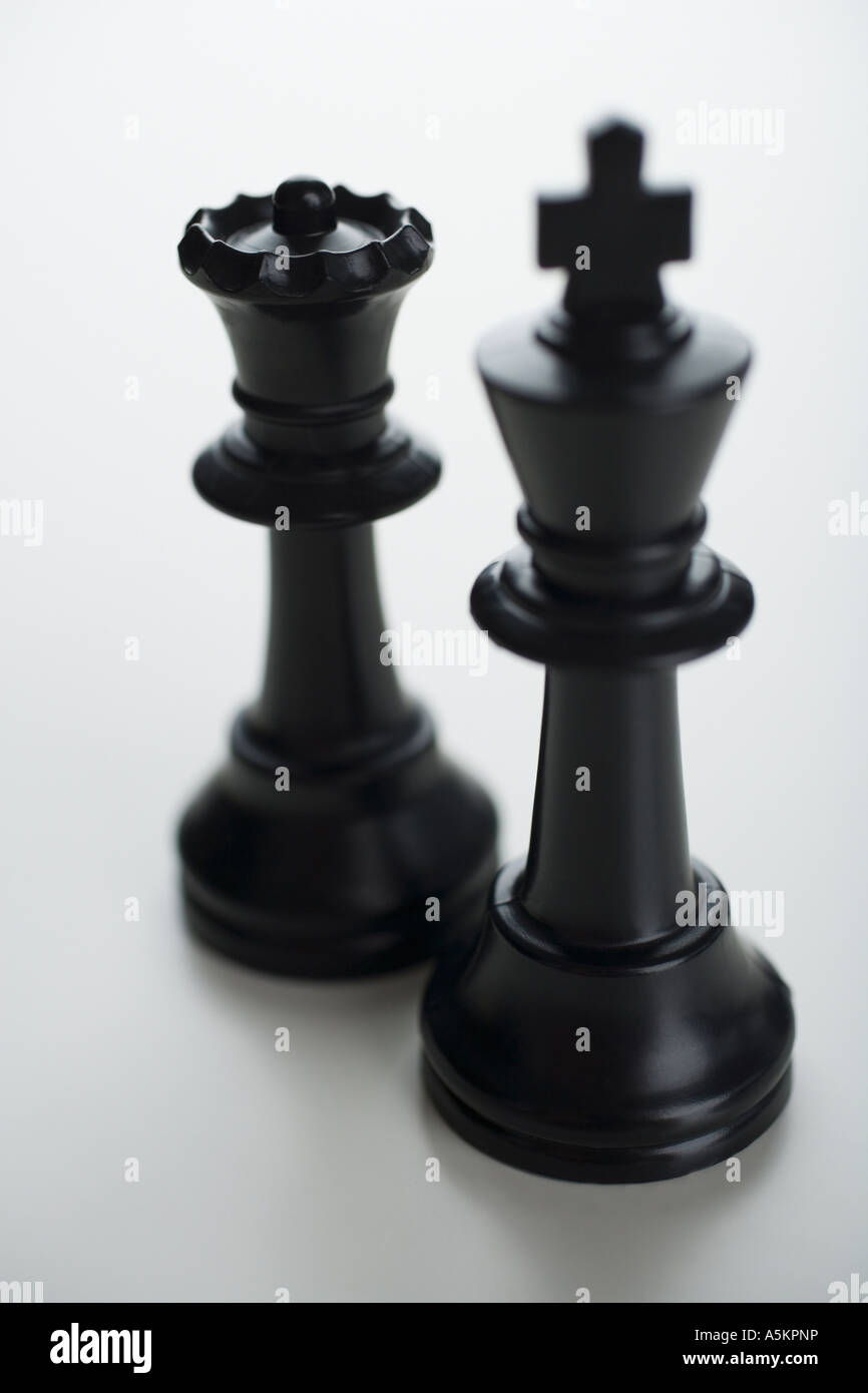 Nahaufnahme eines schwarzen Schachfiguren Stockfoto