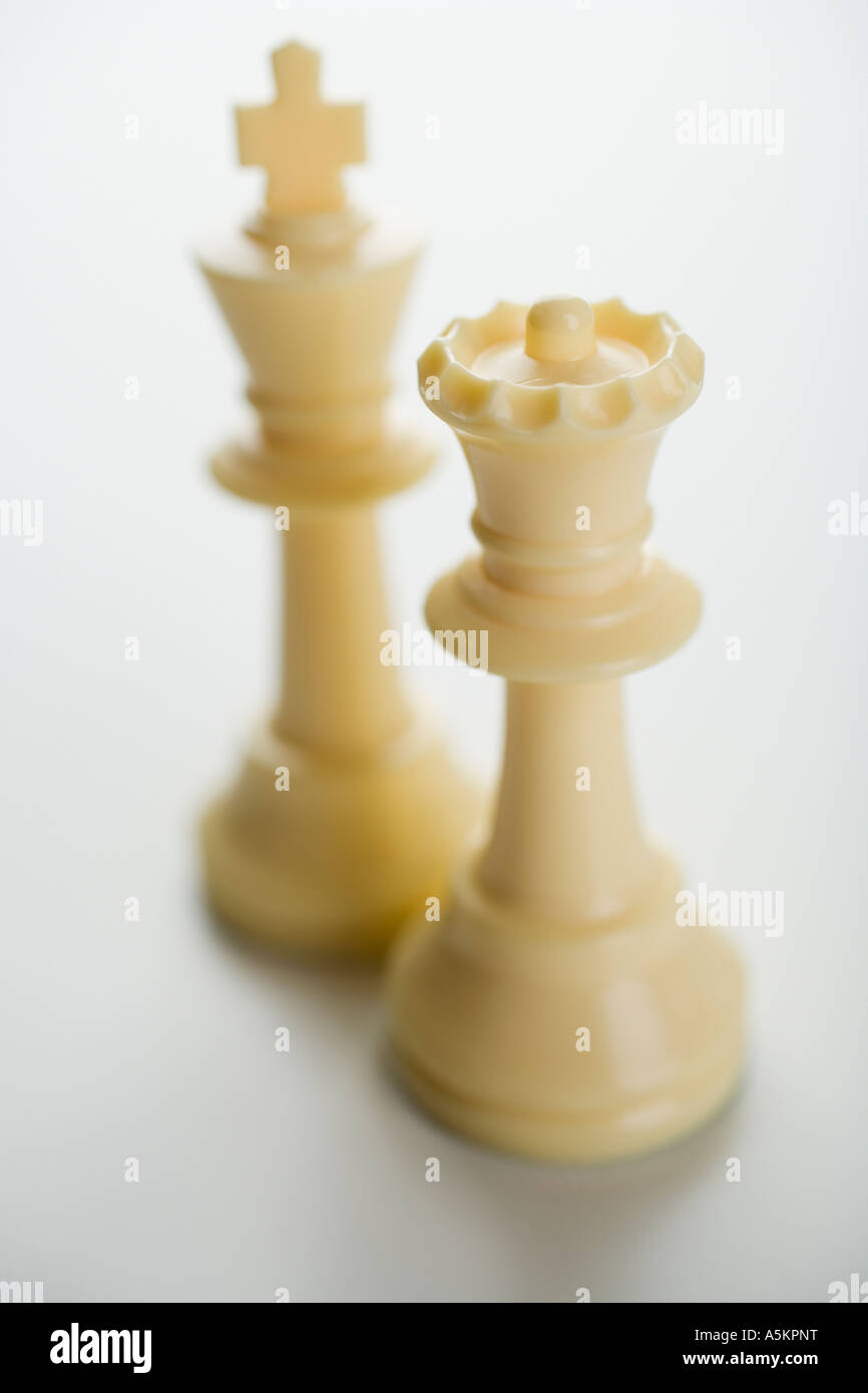 Nahaufnahme eines weißen Schachfiguren Stockfoto