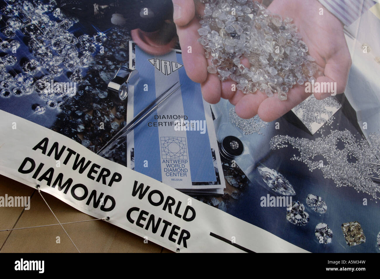 Großer Diamant Plakatwand in der Mitte in Antwerpen Stockfoto