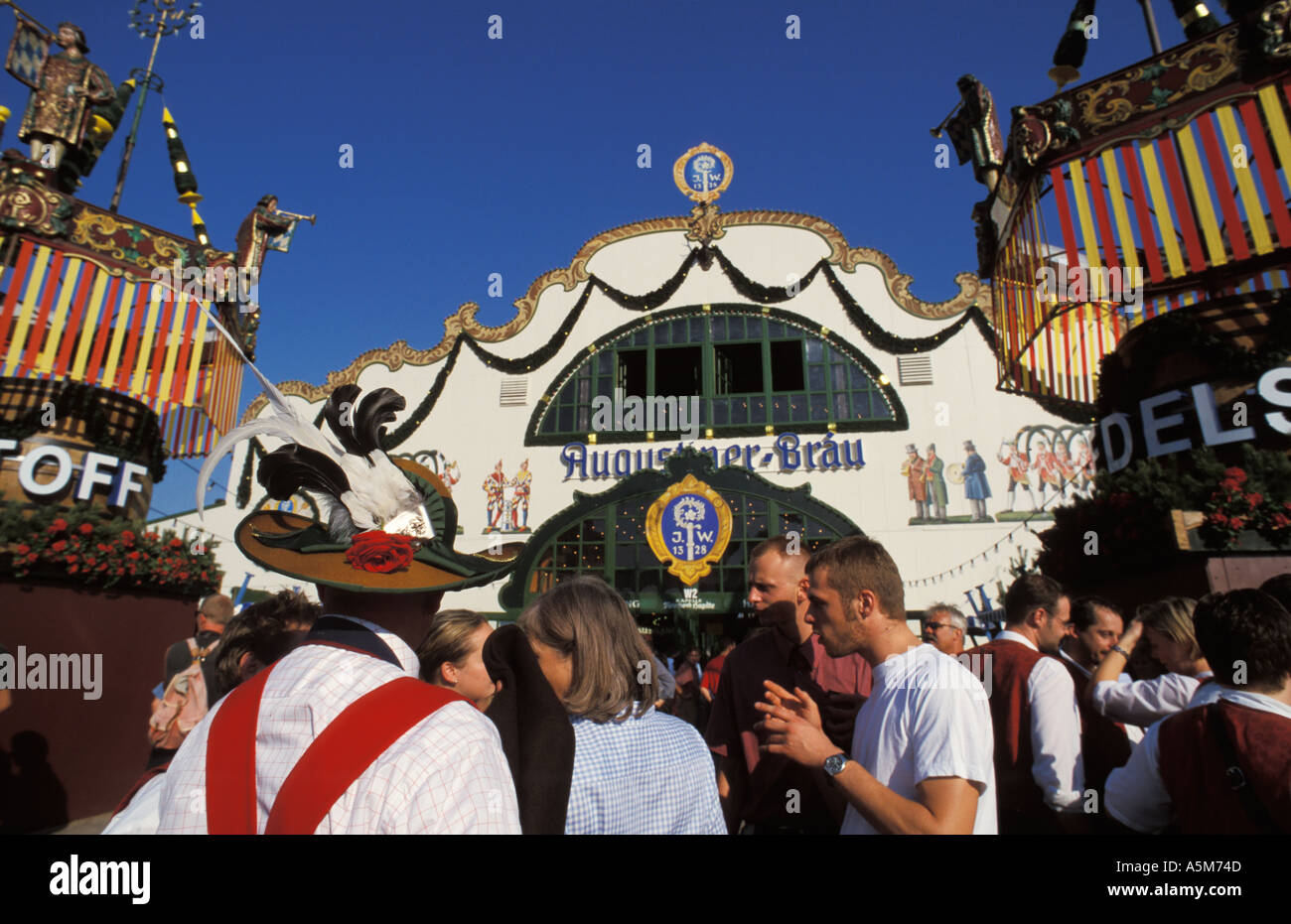 Bierzelt Augustiner Bräu Oktoberfest 2003 Bayern München Stockfoto