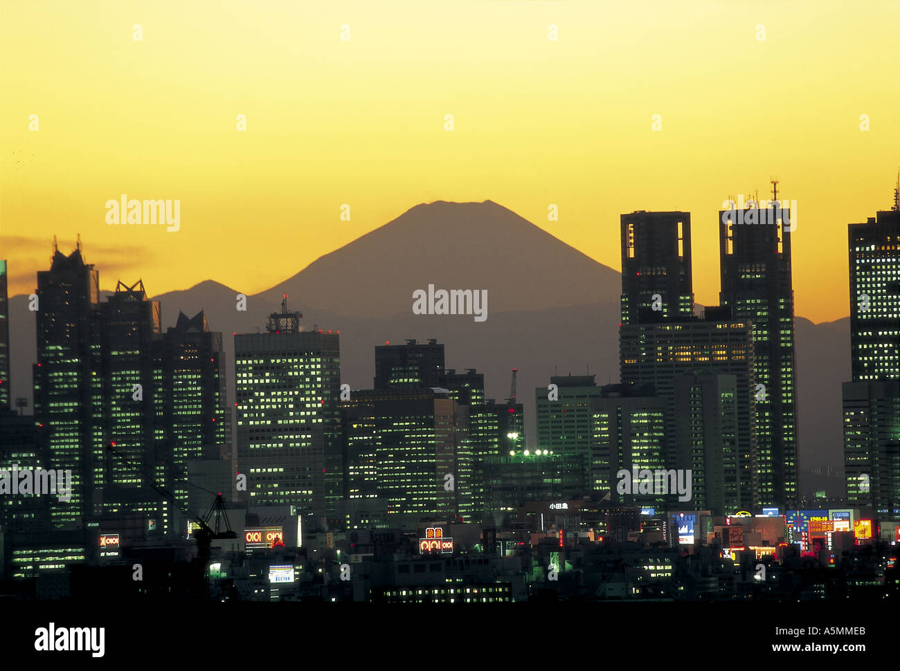 Mt. Fuji und Wolkenkratzer von Shinjuku Bezirk Tokio Japan Stockfoto