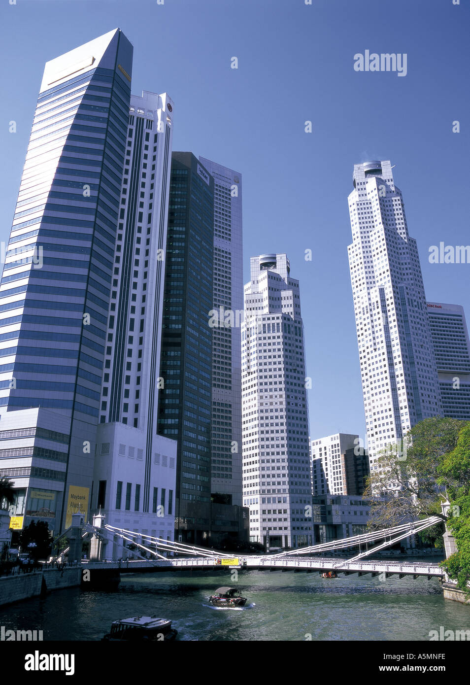 Singapore River und Central Business District-Singapur Stockfoto