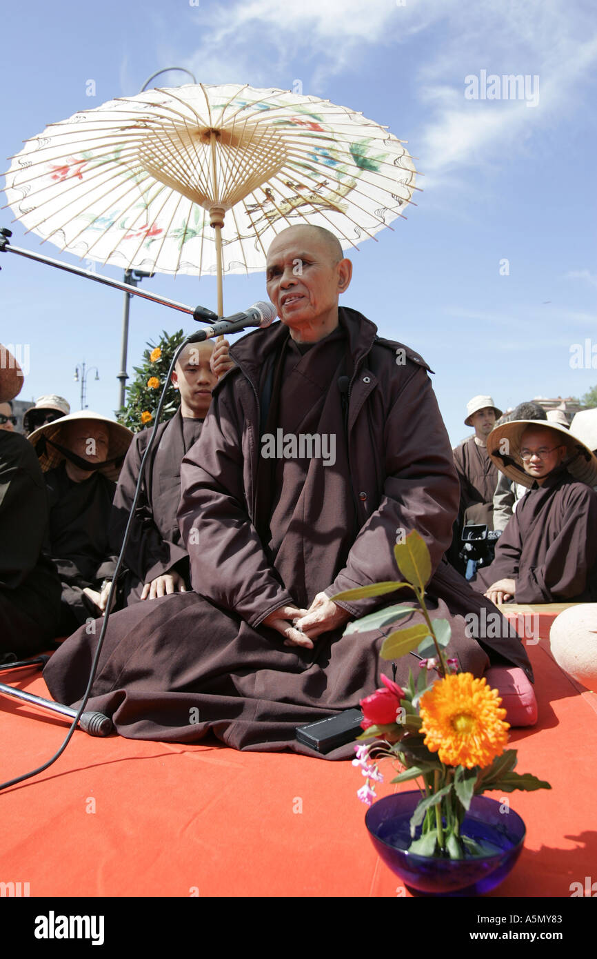 Der ehrwürdige Thich Nhat Hanh In Besuch in Rom Italien Stockfoto