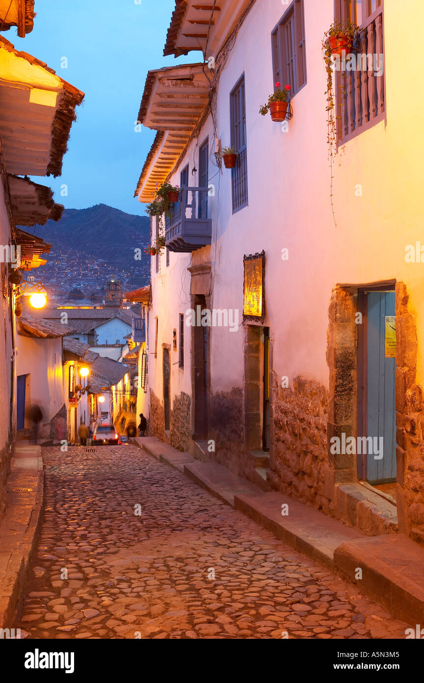 San Blas in der Abenddämmerung Cusco Peru Stockfoto
