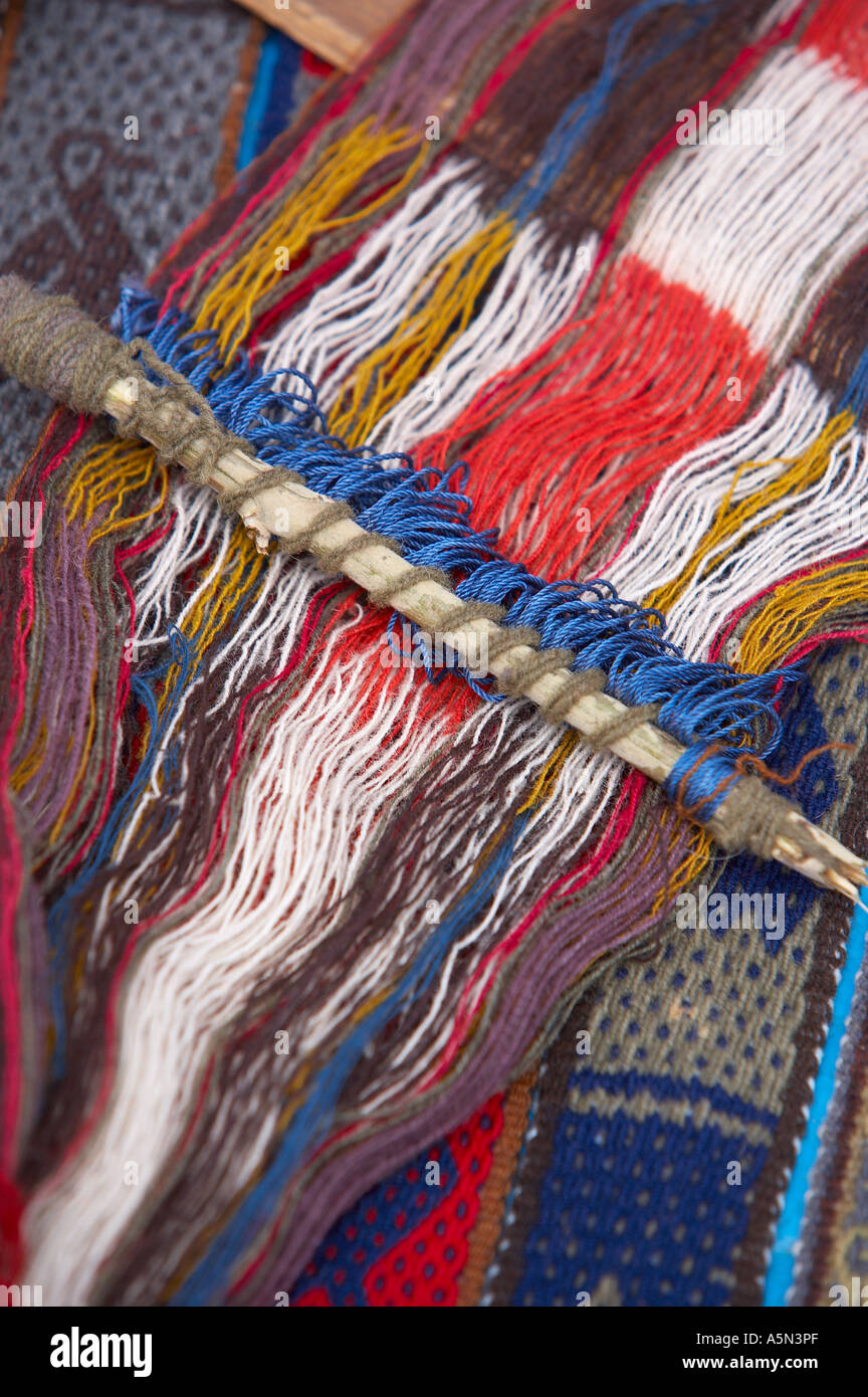 Weben von Stoffen Chincherro Markt nr Cusco Peru Stockfoto