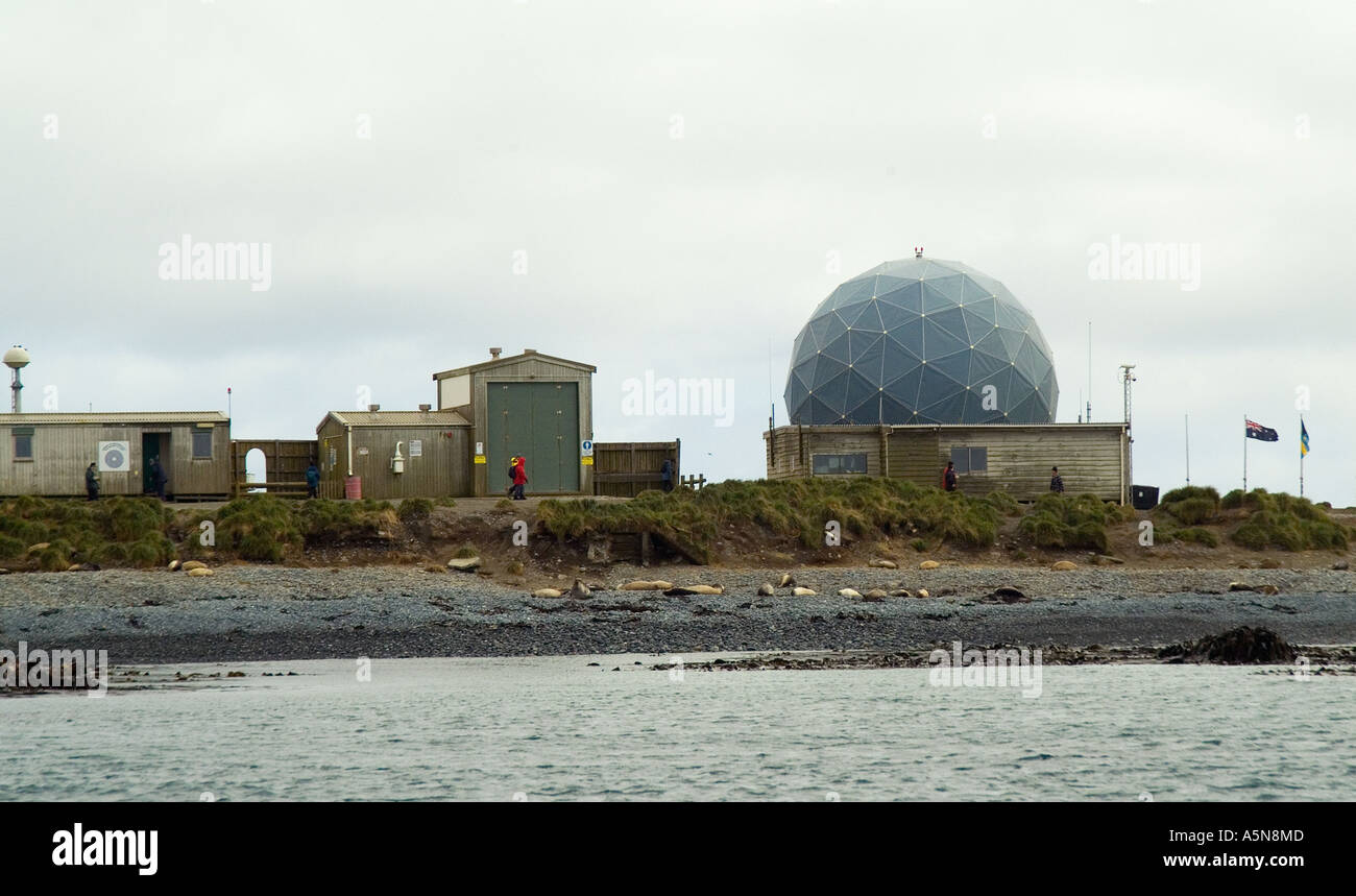 ANARESAT Kuppel für Satellitenkommunikation Anare Forschungsstation Macquarie Island Stockfoto