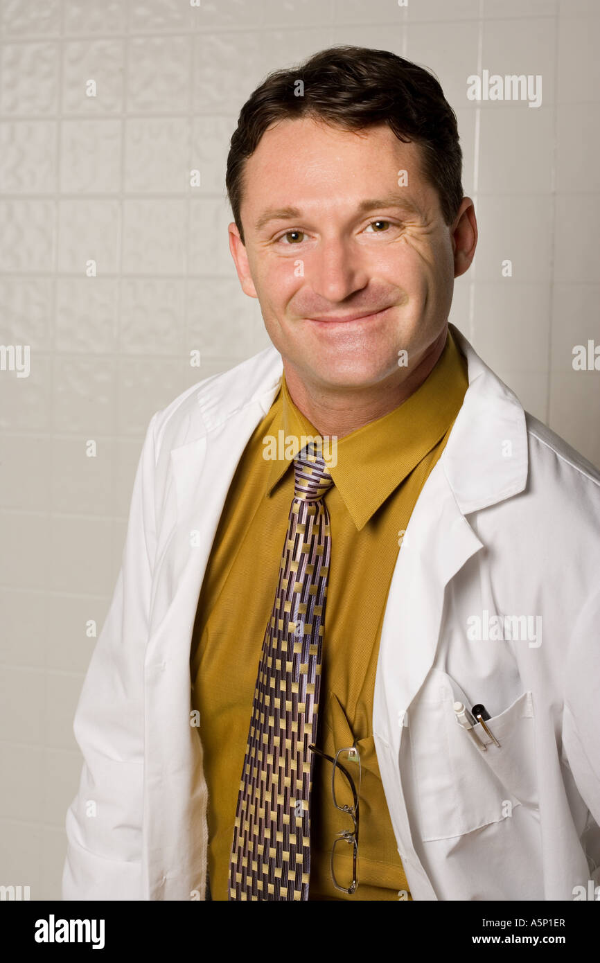 Warum ist dieser Arzt Lächeln? Stockfoto