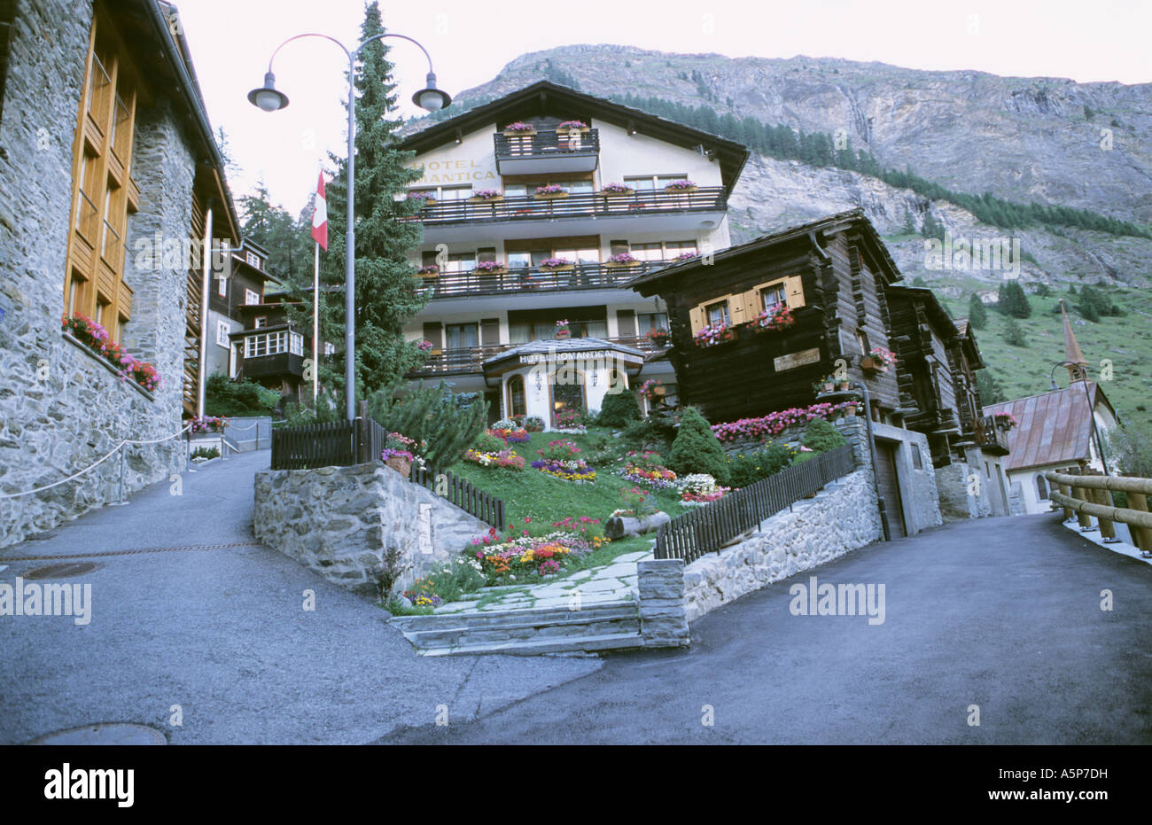 Zermatt Stadtstraße Stockfoto