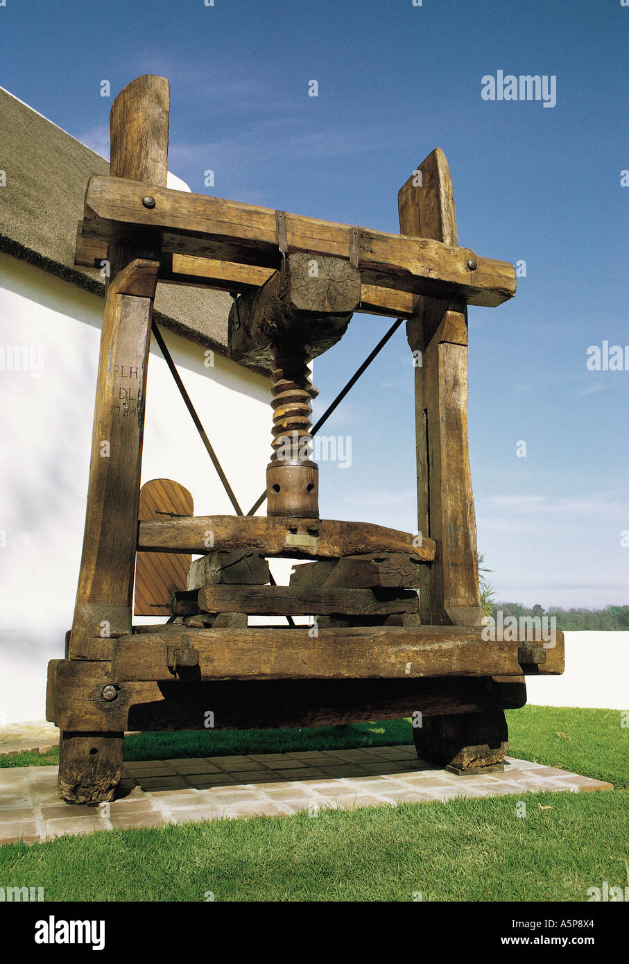 Alte Weinpresse in Wein Museum Stellenbosch Kapprovinz in Südafrika Stockfoto