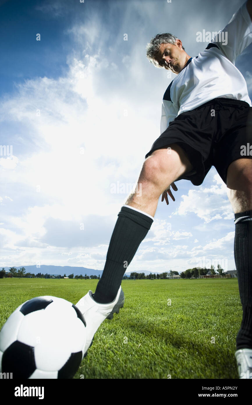 Fußball Spieler munter Stockfoto