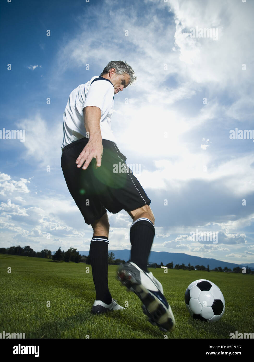 Fußball Spieler munter Stockfoto