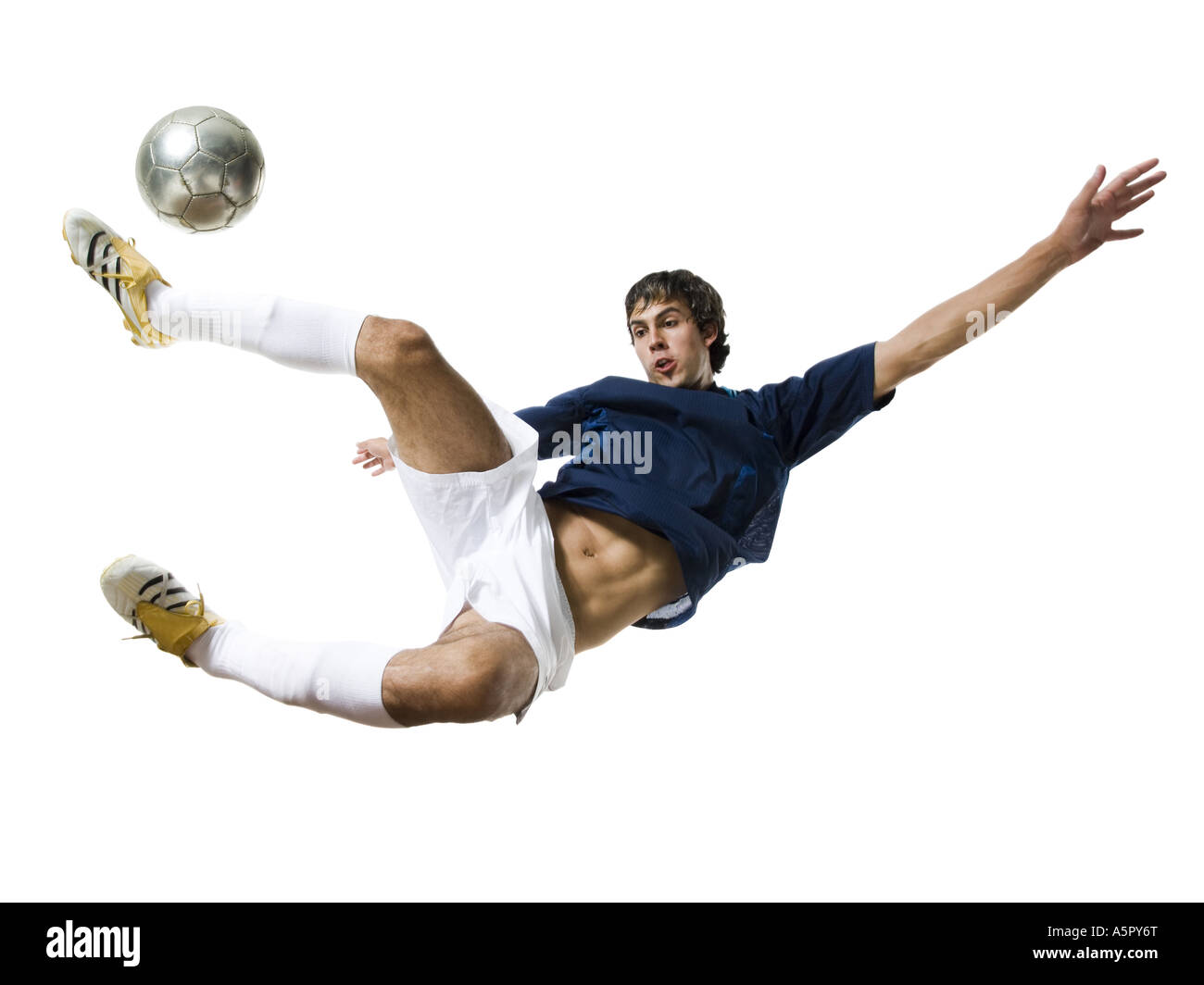 Fußball Spieler munter Stockfoto