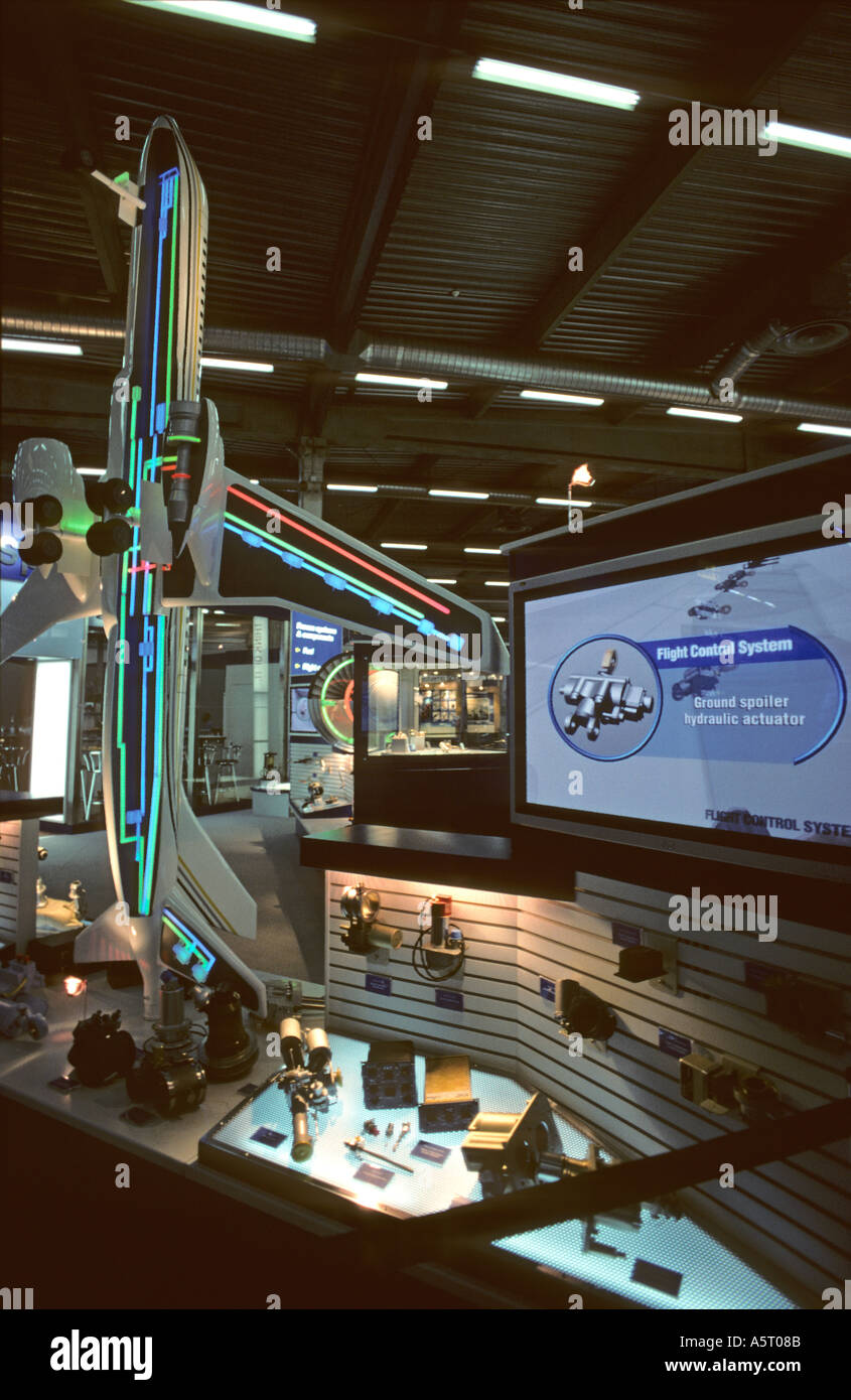 Frankreich Europa Le Bourget Air Show Flight Control System Modell Stockfoto