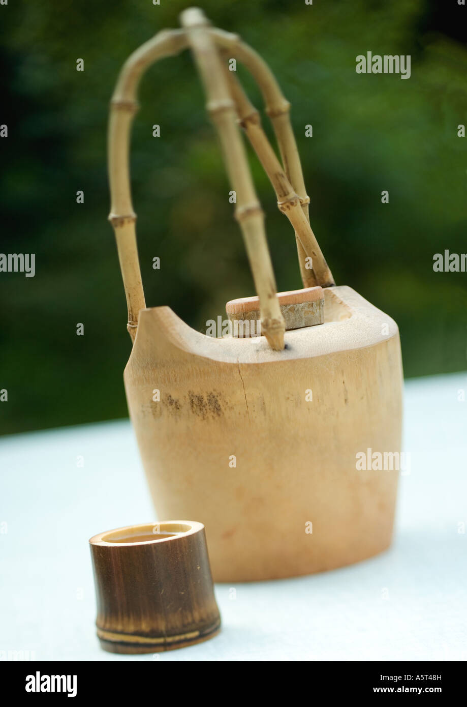 Bambus-Tee-set Stockfoto