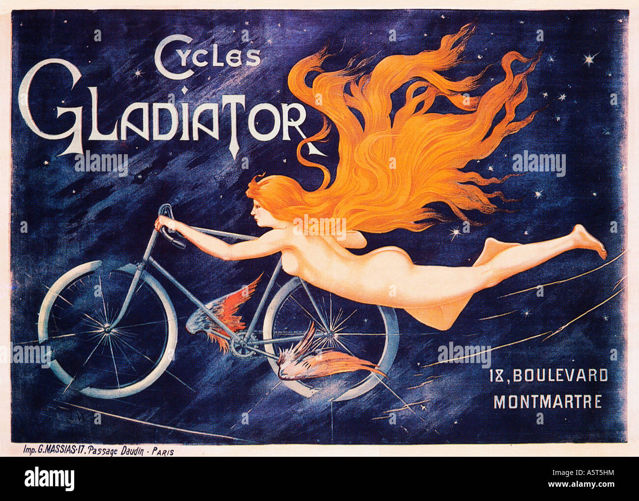 Gladiator 1895 Plakat für die Paris Fahrrad Unternehmen mit Sitz in Montmartre gegründet von Alexandre Darracq-Zyklen Stockfoto