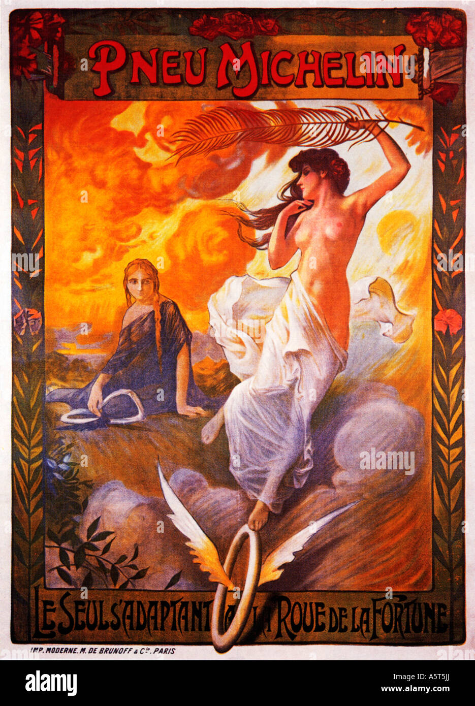 Pneu Michelin 1905 Art Noveau-Plakat für die französischen Fahrradreifen Stockfoto