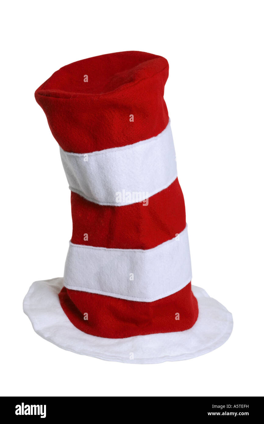 Groß rot und weiß gestreiften Hut Ausschneiden auf weißem Hintergrund Stockfoto