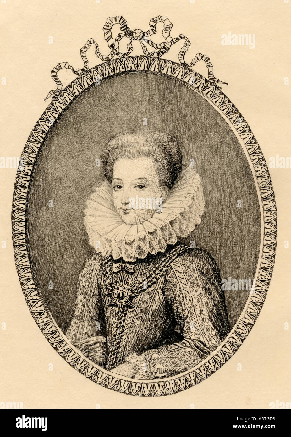 Gabrielle d'Estrees, Herzogin von Beaufort und Verneuil, Marchesa von Monceaux, 1573-I599. Herrin von Heinrich IV. von Frankreich. Stockfoto