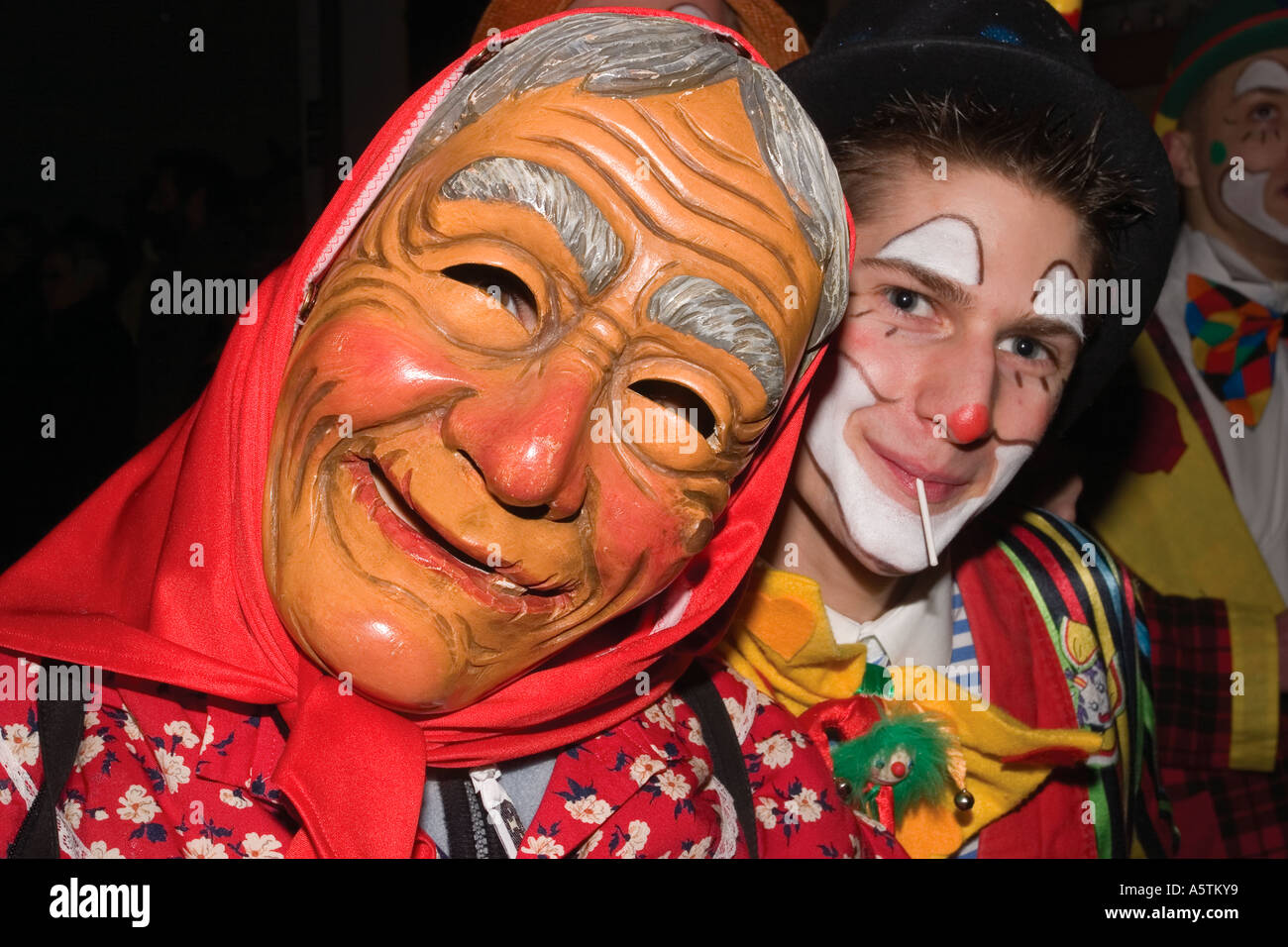 Fasching-Karneval-Parade in Grötzingen bei Karlsruhe Deutschland Stockfoto