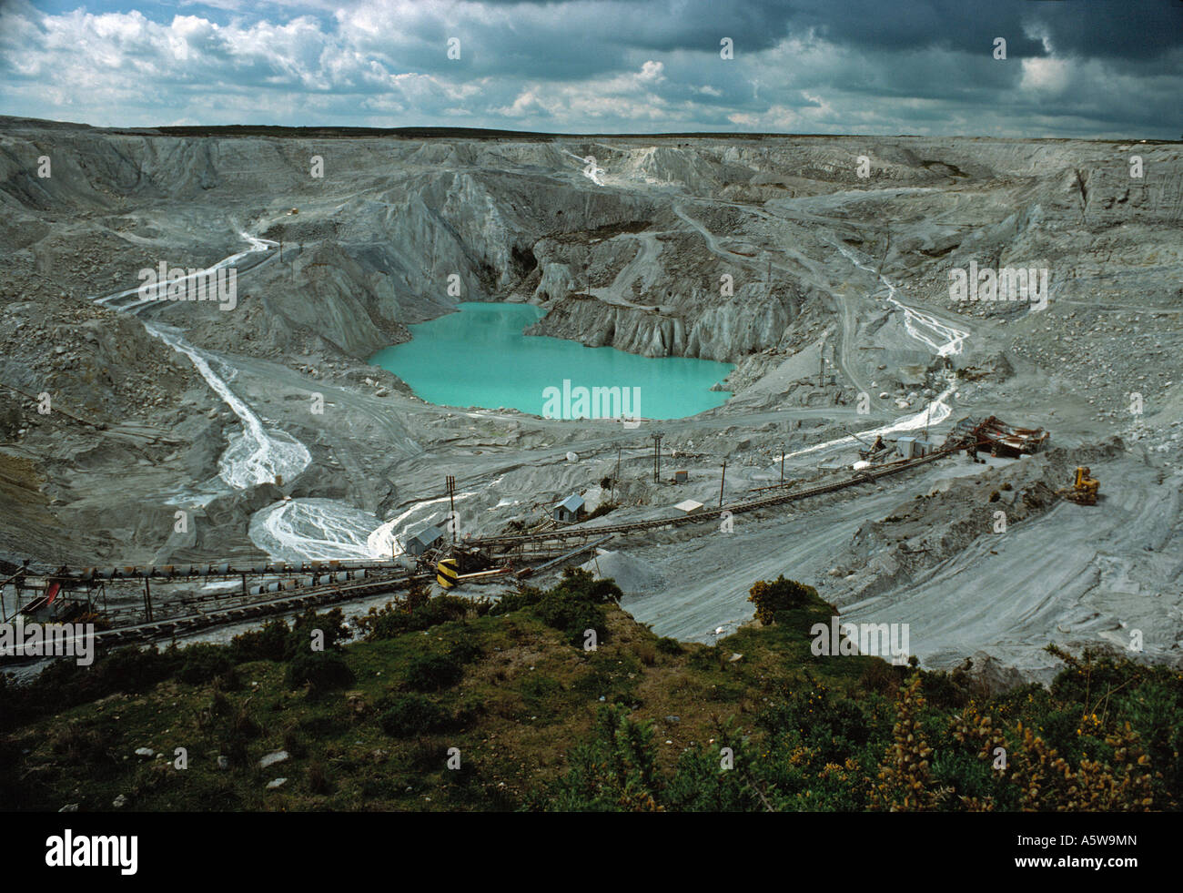 Porzellanerde Grube in der Nähe von St. Austell, Cornwall, England, Ende der 70er Jahre Stockfoto