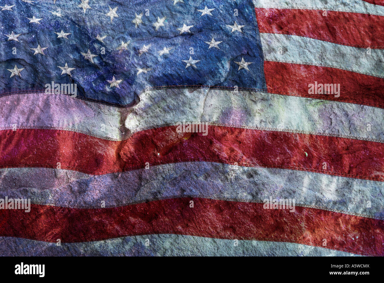 Eine Flagge Collage Illustration geschichtet mit Stein Textur Stockfoto