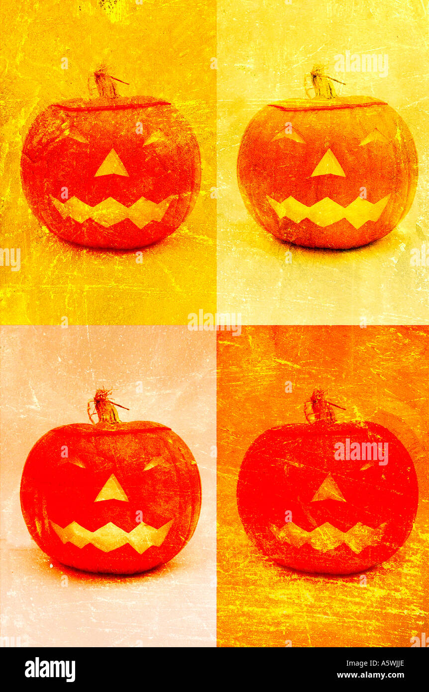 Fotografische Illustraion geschnitzten Kürbis Laternen für halloween Stockfoto