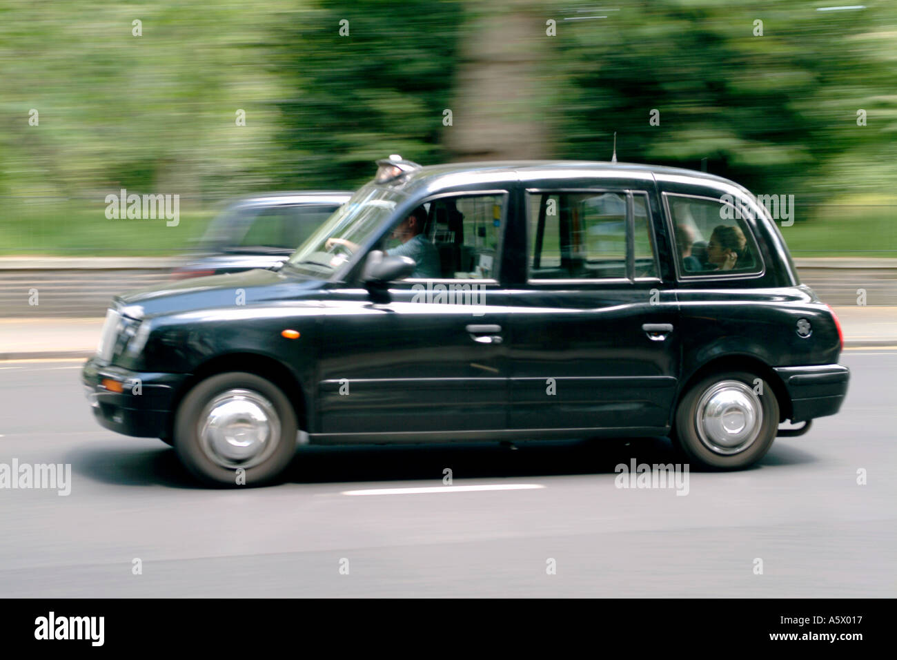 Einem schwarzen Taxi in London. Stockfoto