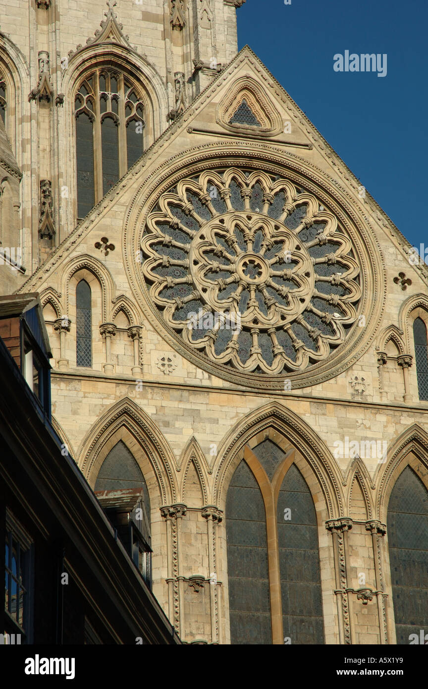 Rosette, südlichen Querschiff, York Minster, York, Yorkshire, England, UK Stockfoto
