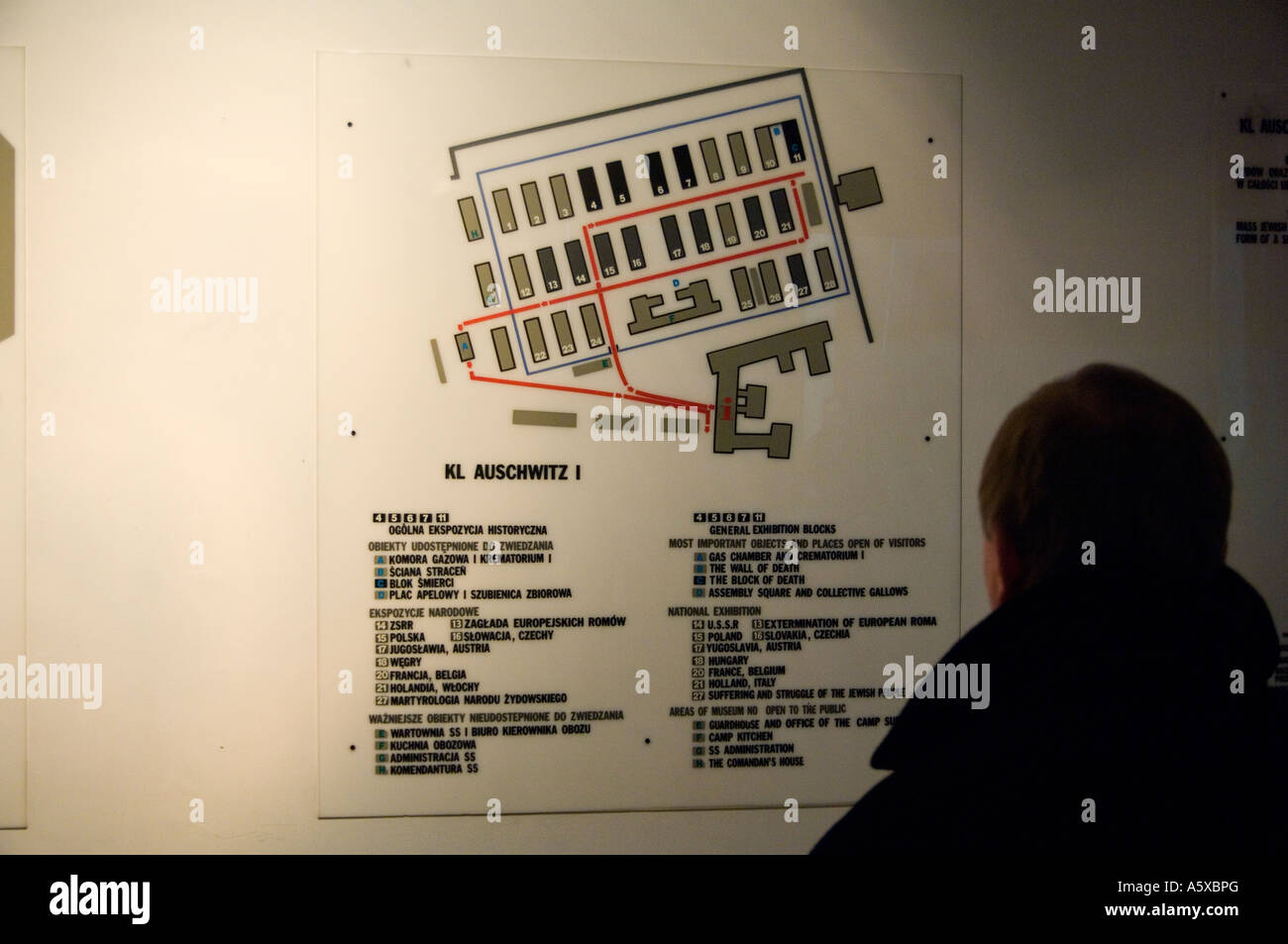 Der Grundriss des Auschwitz 1 NS-Konzentrationslager in der Nähe von Krakau in Polen Stockfoto