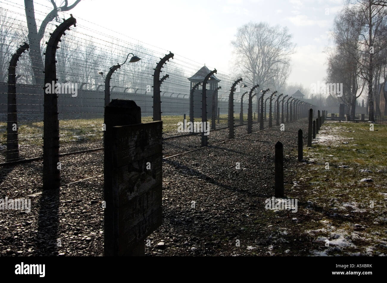 Stacheldraht an der NS-Konzentrationslager Auschwitz 1 in der Nähe von Krakau in Polen Stockfoto