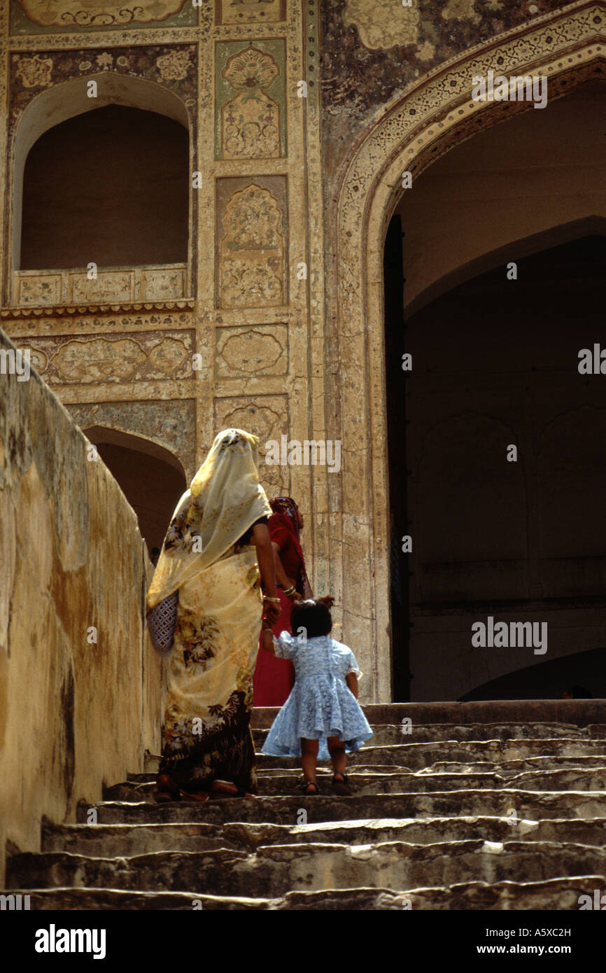 Schritte in Amber Fort, Indien Stockfoto