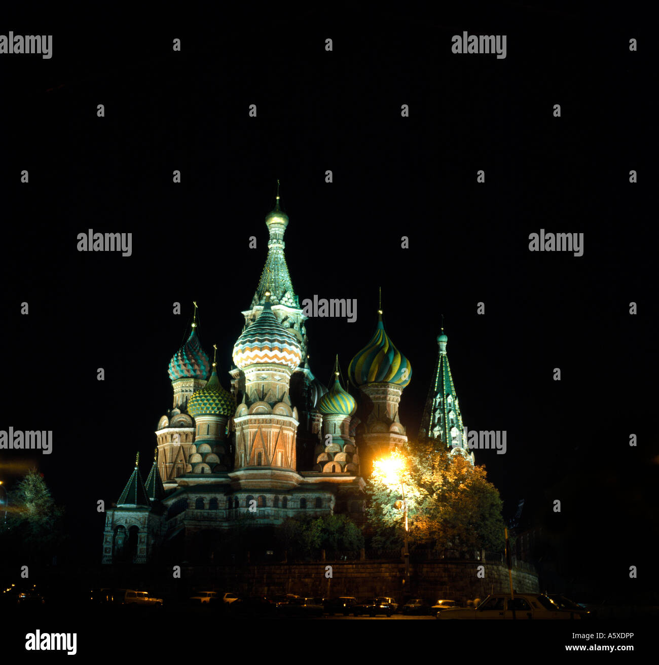 Moskau Russland St Basils Kathedrale bei Nacht Stockfoto