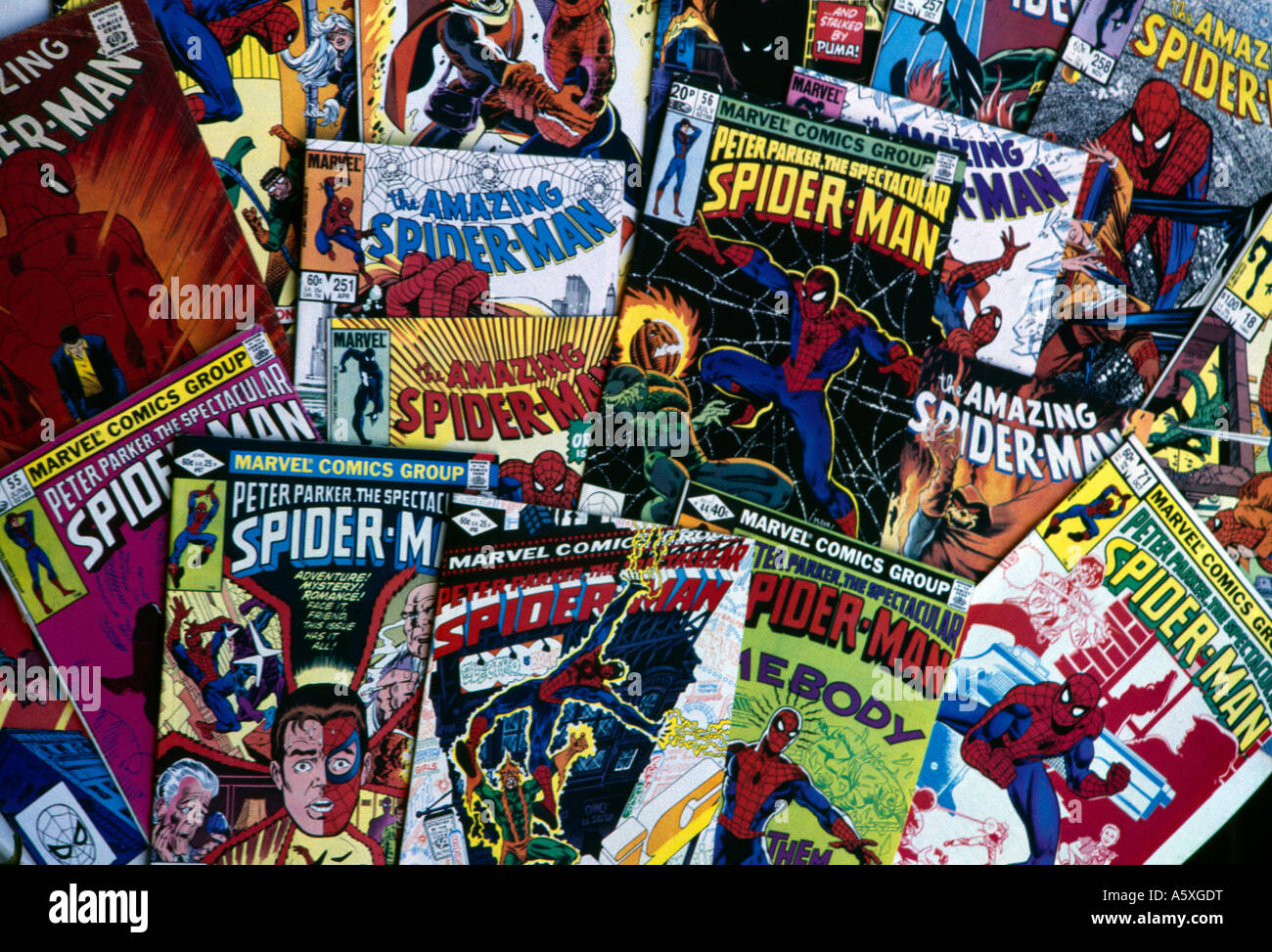 Spiderman Comic-Bücher Stockfoto