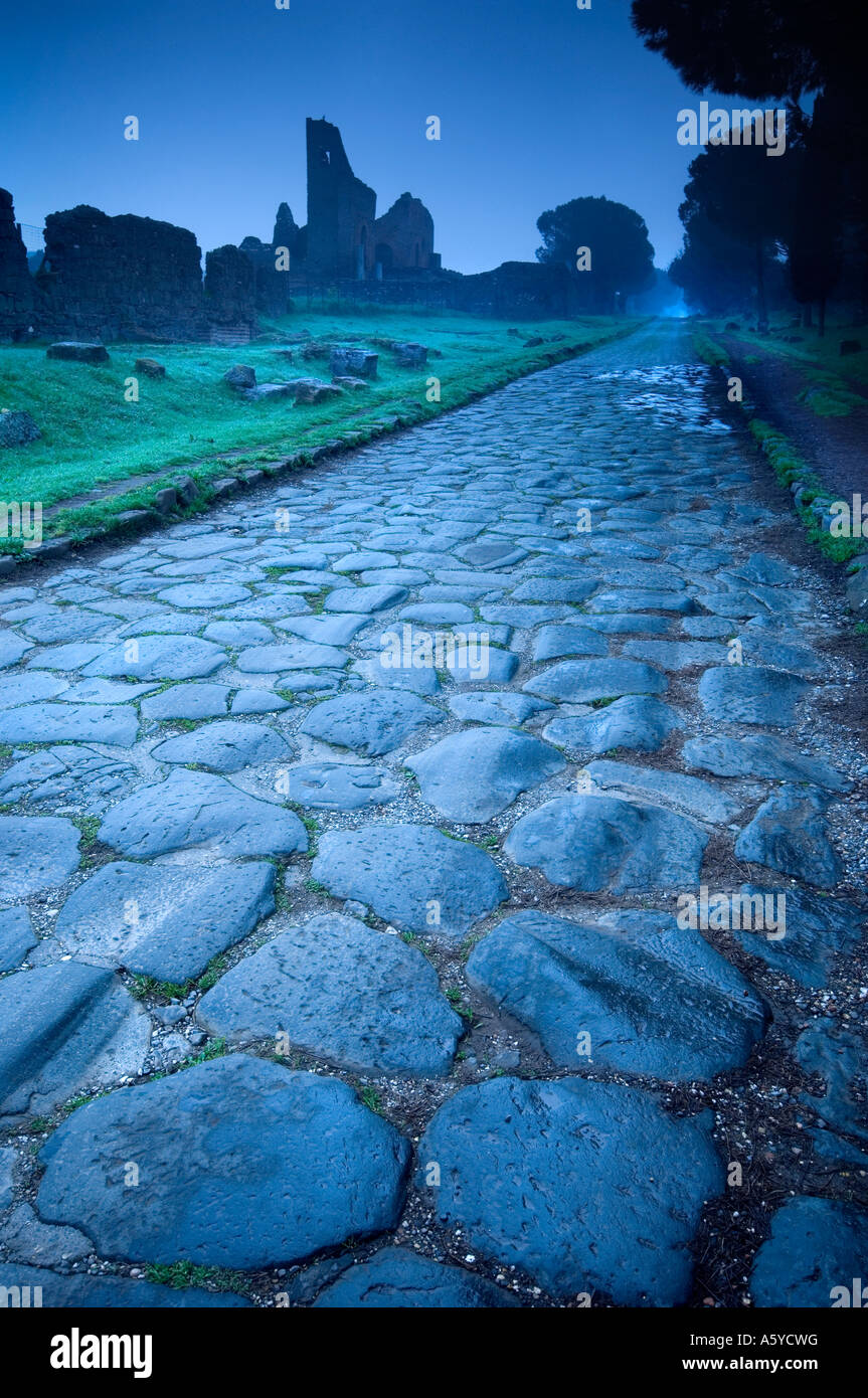 via Appia Antica asphaltierten Straße Stockfoto