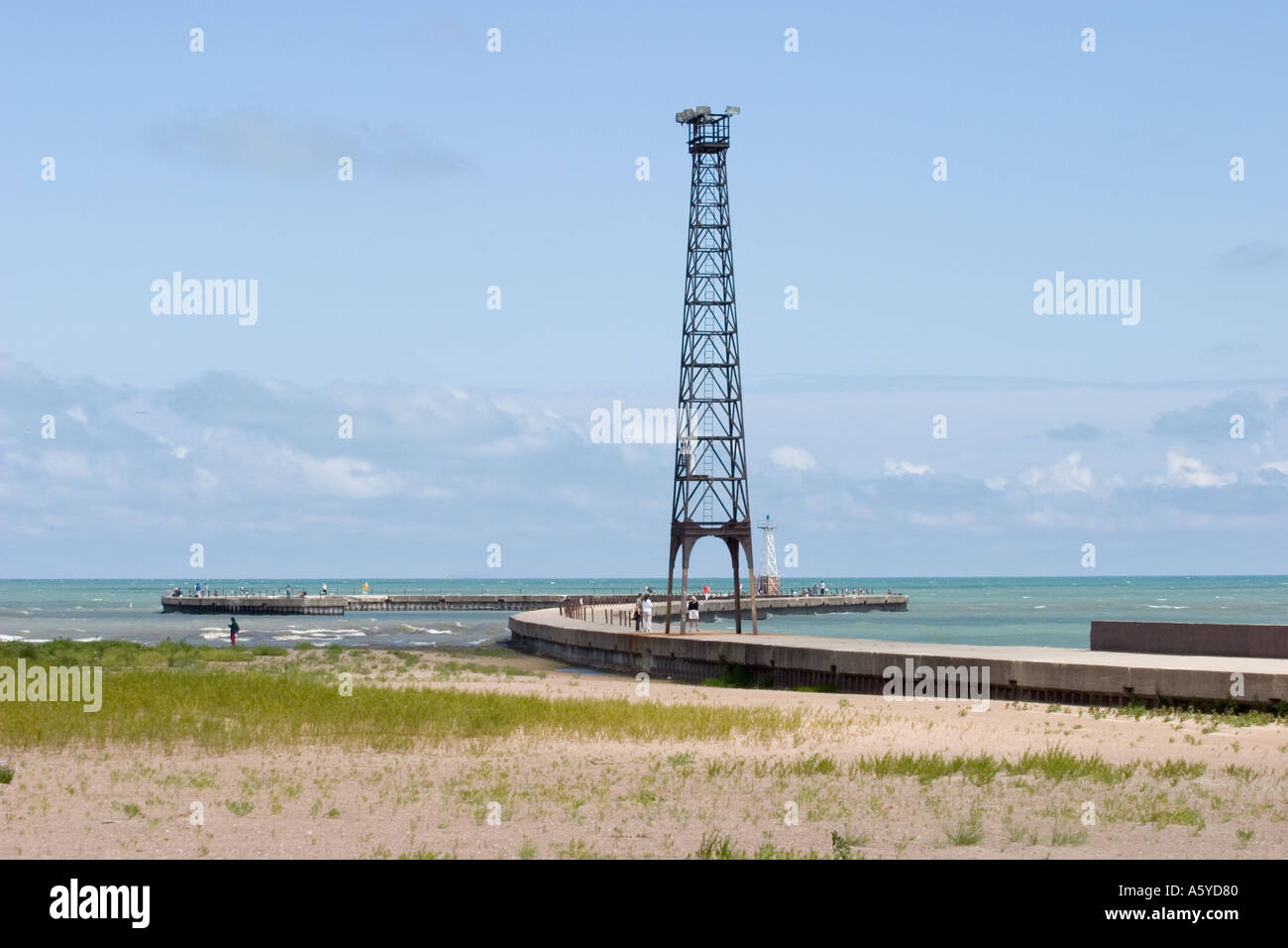 Montrose Beach Lake Michigan und Pier Chicago Illinois USA Stockfoto