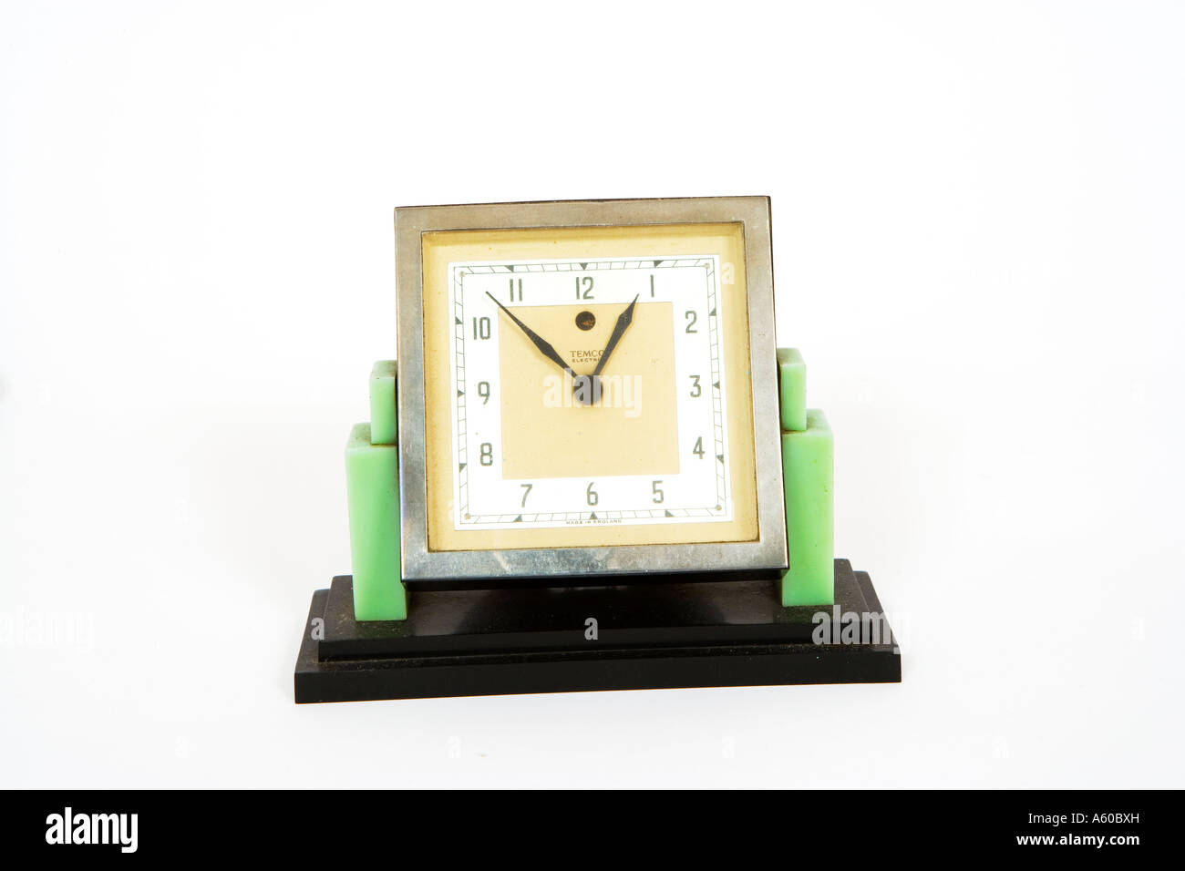 Art-Deco-Stil elektrische Kunststoff Uhren Bakelit Stockfoto