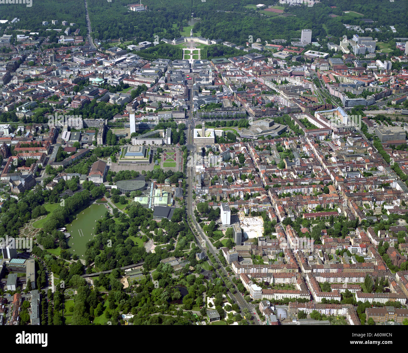 Schloss Karlsruhe, Rathaus, Zoo, Stadtpark, Deutschland, Baden-Württemberg, Karlsruhe Stockfoto