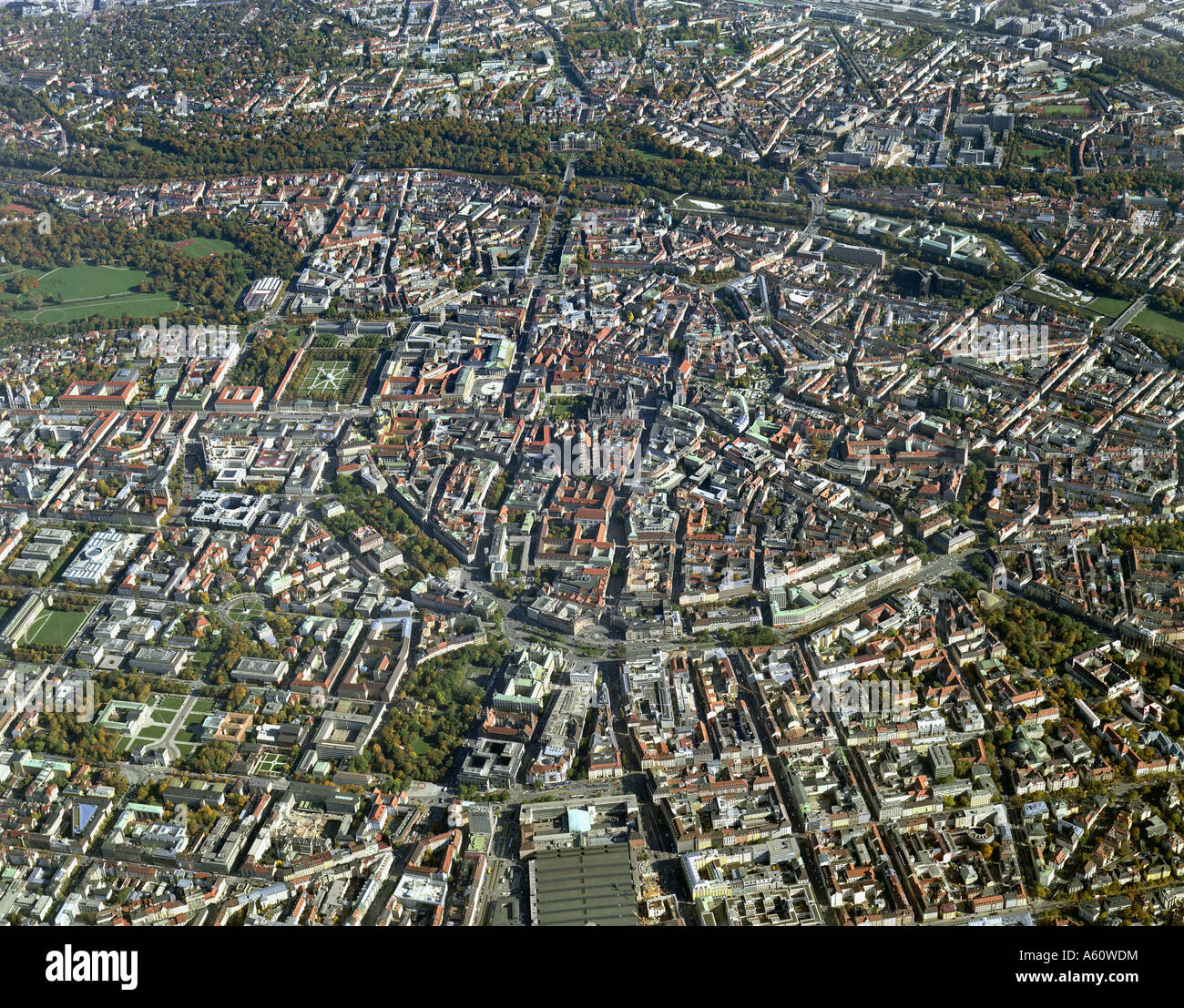 Innenstadt, Paul-Heyse-Straße, Frauenkirche, Kaufinger-Straße, Fluss Isar und Ostbahnhof, Deutschland, Bayern, Muenchen Stockfoto