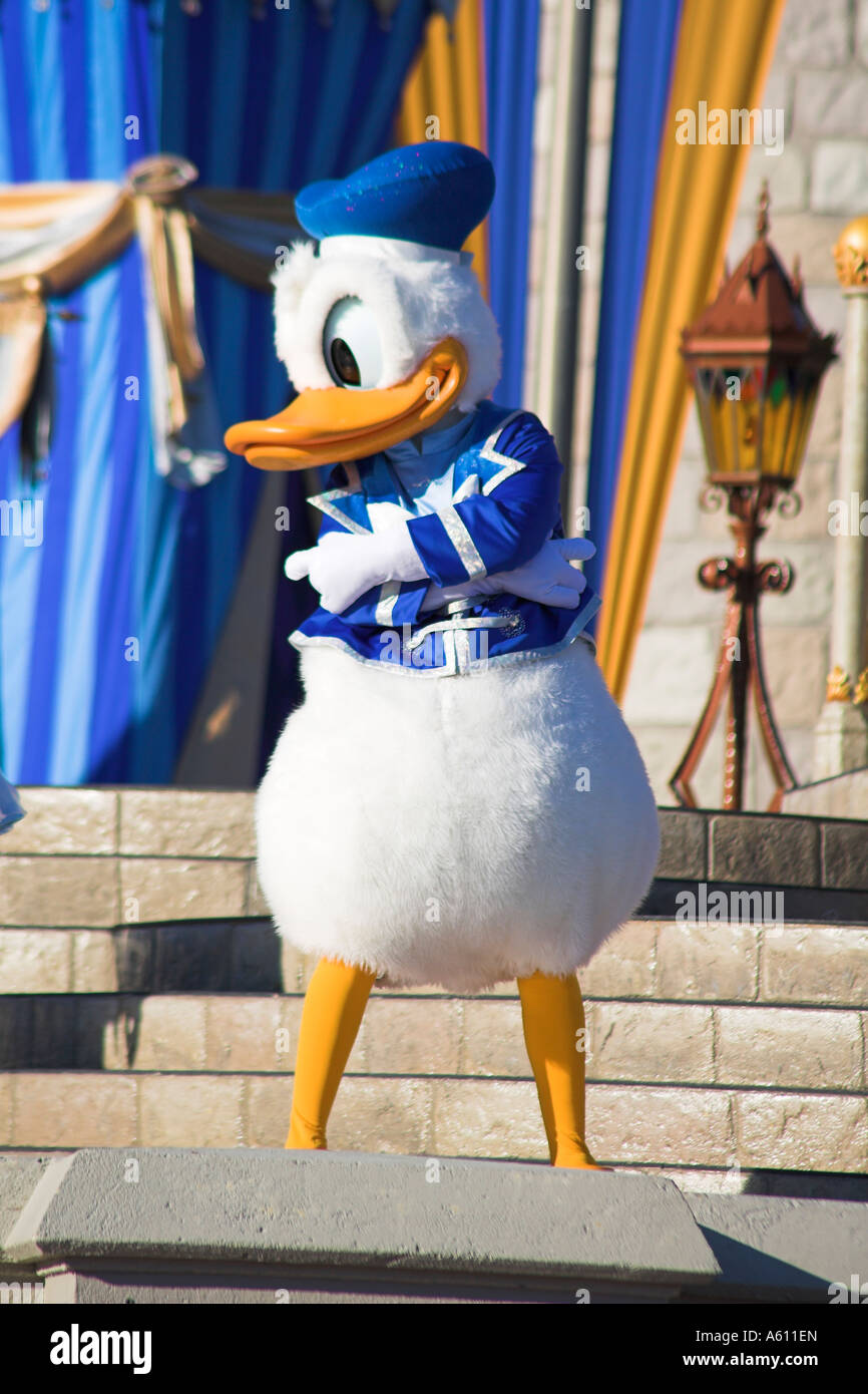 Donald Duck auf Bühne, Magic Kingdom, Orlando, Florida, USA Stockfoto