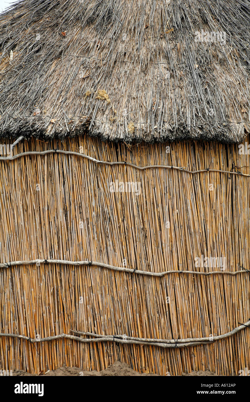 Painet jj1800 Namibia Detal Wand Hütte aus Stroh Nyangana kleines Dorf Mission Station North Country angolanischen Grenze wohnen Stockfoto