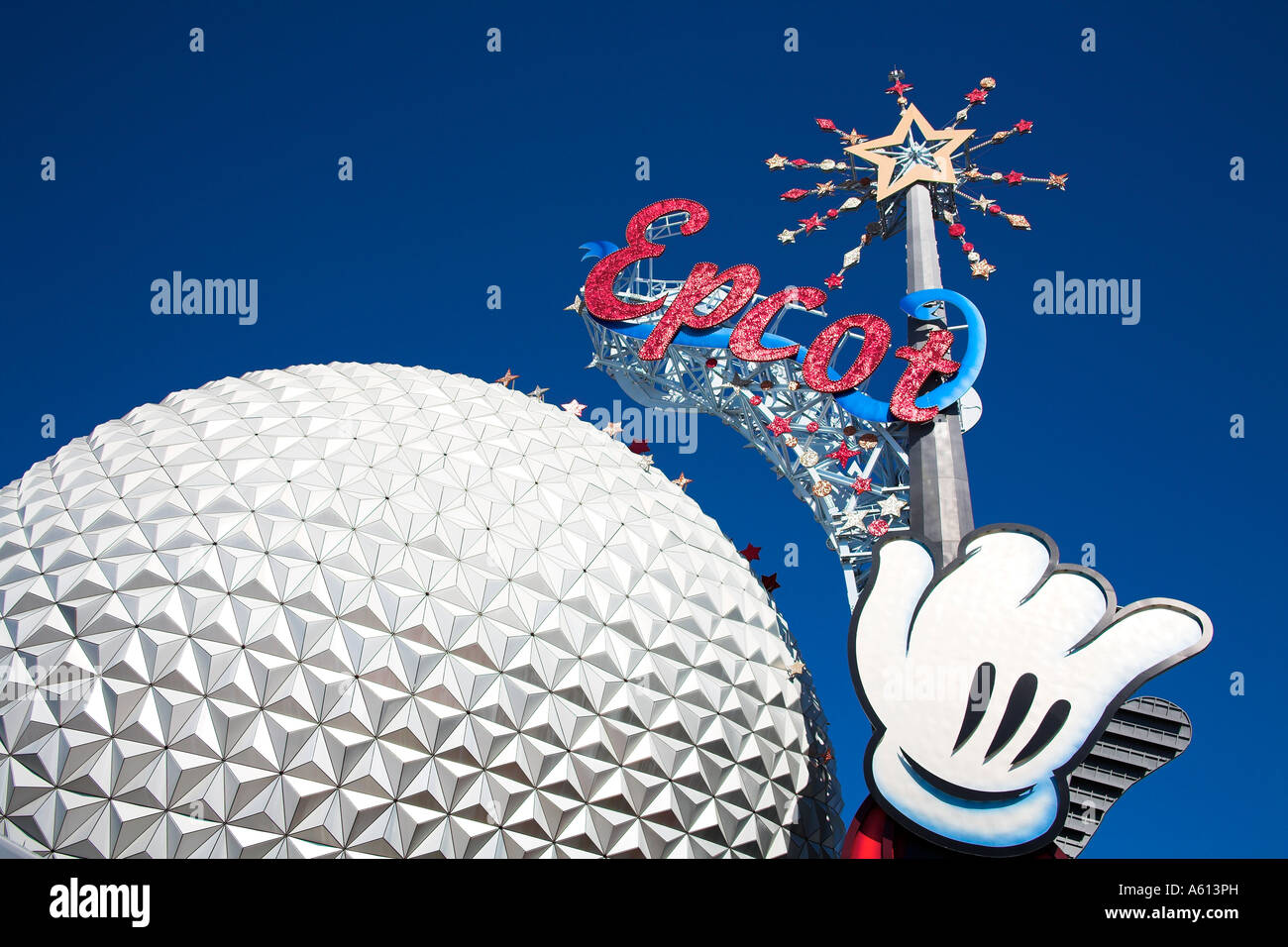 Raumschiff Erde, EPCOT Center, Disneyworld, Orlando, Florida, USA Stockfoto