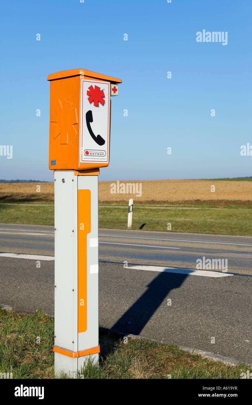 Ein am Straßenrand Notruftelefon Stockfoto