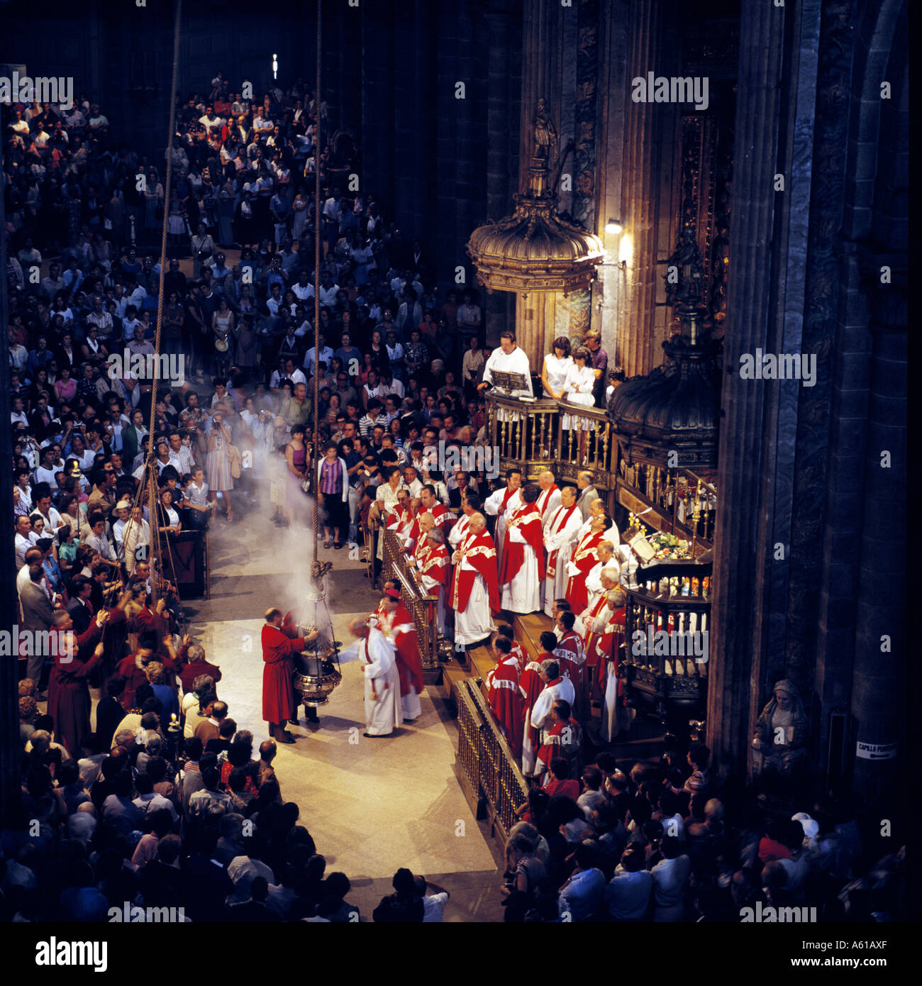 Feierliche Zeremonie in der Kathedrale, Kathedrale von Santiago De Compostela, La Coruna, Galicien, Spanien Stockfoto