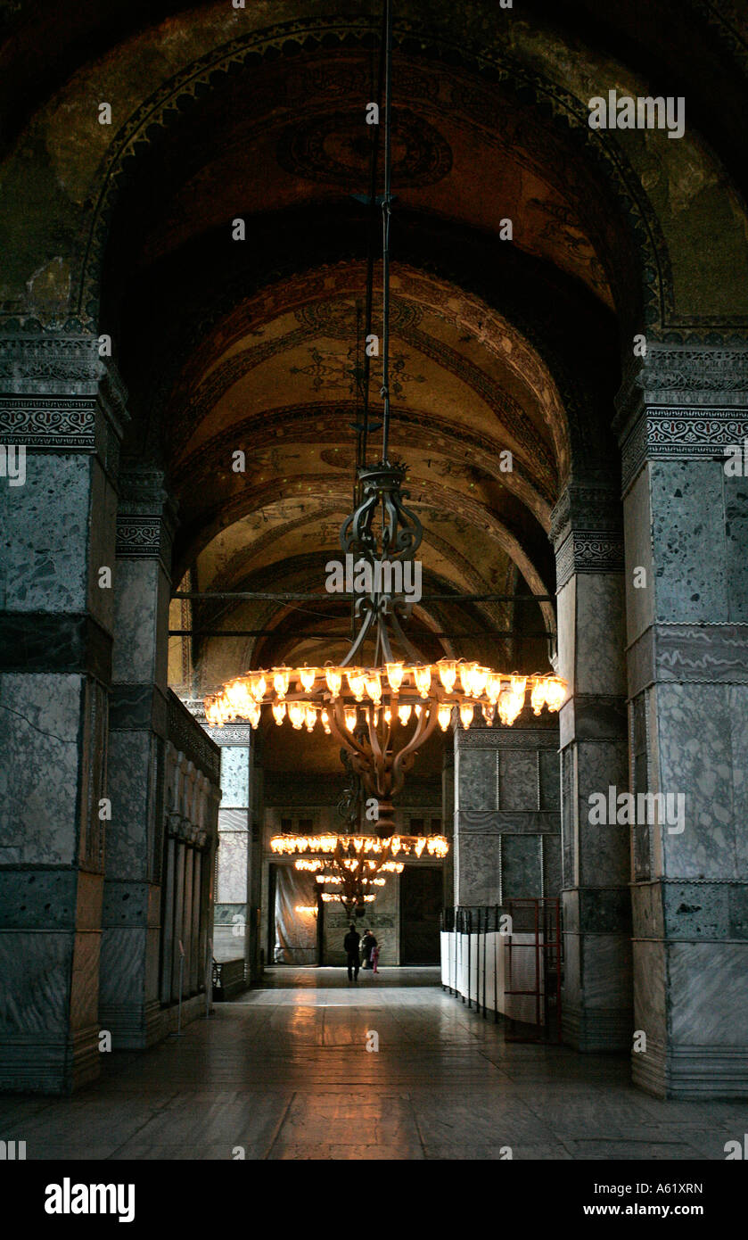 Istanbul Türkei: Innere Aya Sofya. Stockfoto