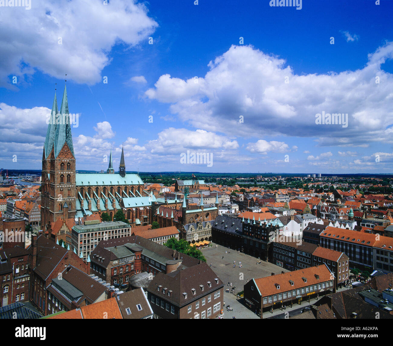 Erhöhte Ansicht von Stadtbild, Schleswig-Holstein, Deutschland, Europa Stockfoto