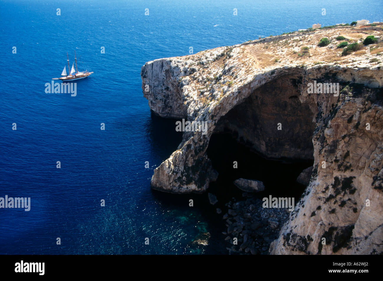 Luftaufnahme von Boot im Meer Stockfoto